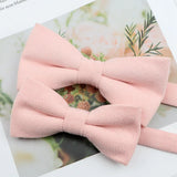 Mens Super Soft Downy Suede Parent-Child Bowtie Set Macarons Solid Color Classic Design Cute Butterfly Red Green Blue Pink Tie