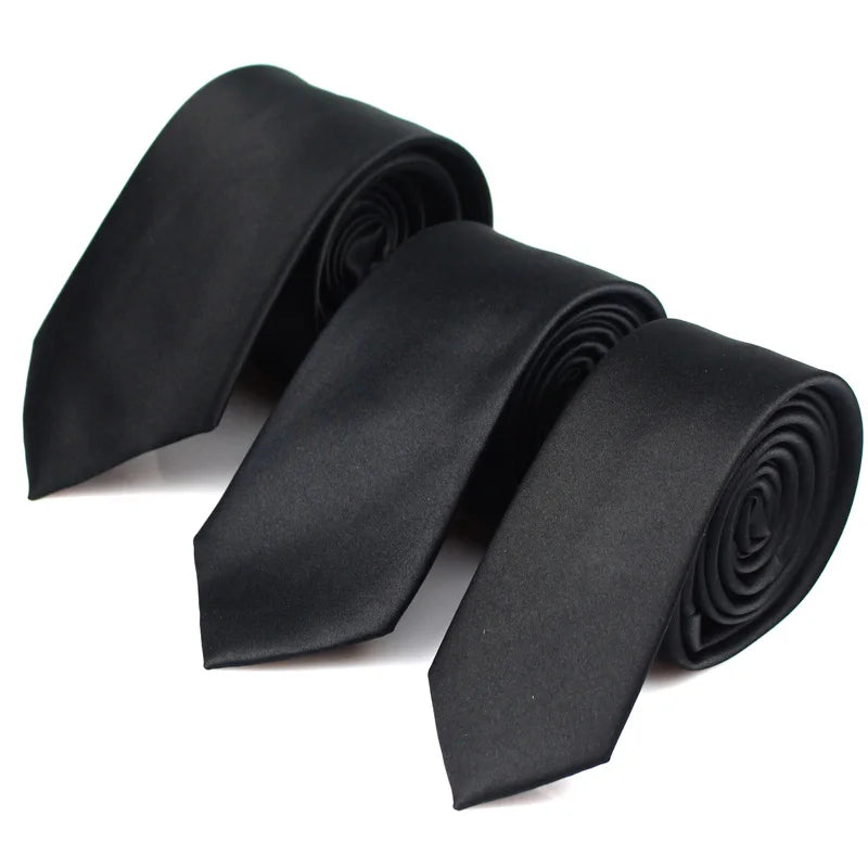 Cravates noires pour hommes et femmes, costumes décontractés, cravates unies, cravates fines pour hommes, pour affaires, mariage, cravates fines pour hommes
