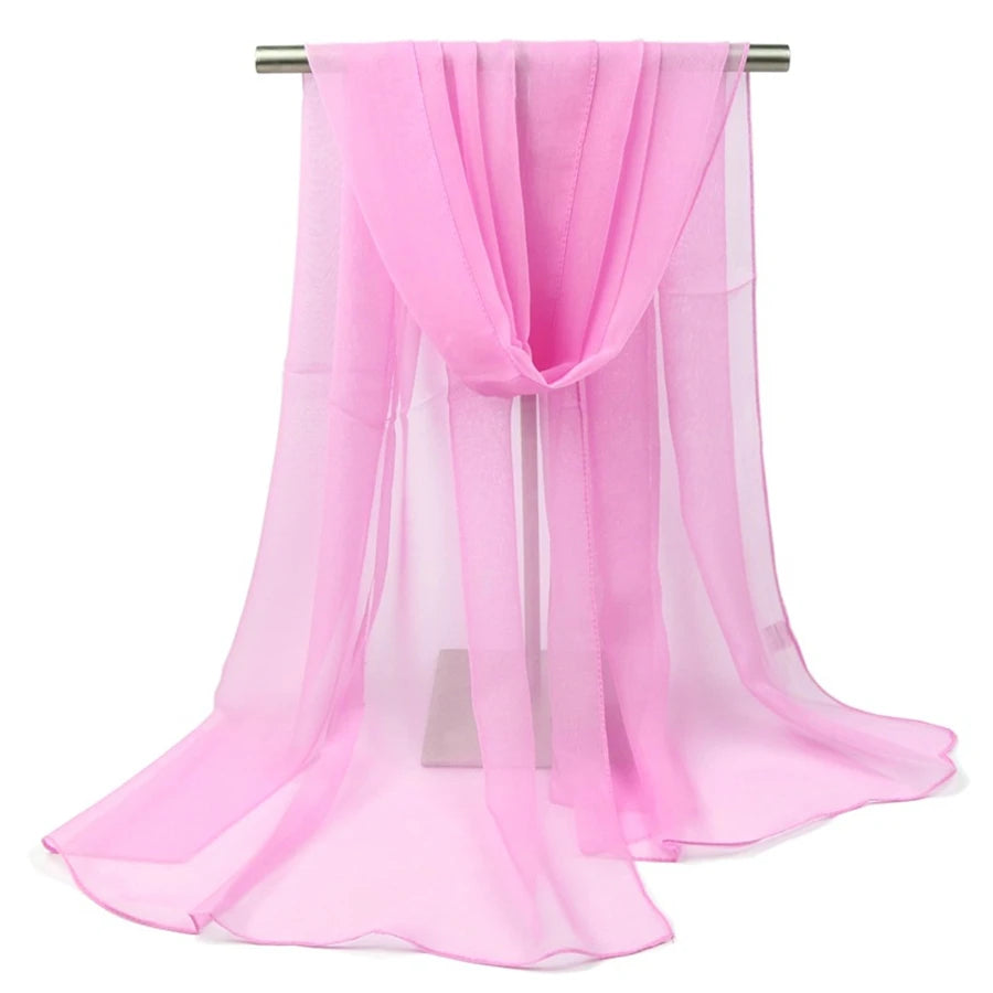 Foulard en soie georgette de couleur pure pour femme, foulard de voyage monochrome, châle de plage, vente en gros
