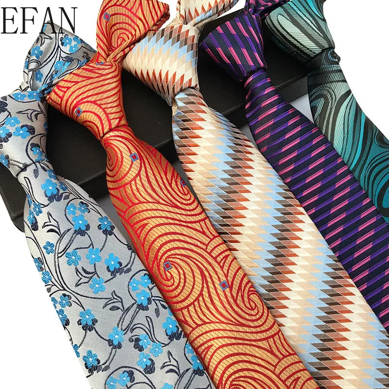 Corbatas de seda tejidas en jacquard con diseño de cachemira a cuadros para hombre, corbatas de 8 cm a rayas para trajes de negocios, bodas y fiestas.