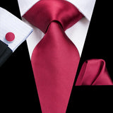 Hi-Tie Coffret cadeau cravate homme vin rouge bordeaux cachemire soie mariage cravate pour homme design tendance qualité mouchoir boutons de manchette livraison directe