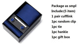 2023 New Style Wedding Gift Tie Pocket Squares Set Necktie Box Men Solid Black Suit Accessories Fit Wedding