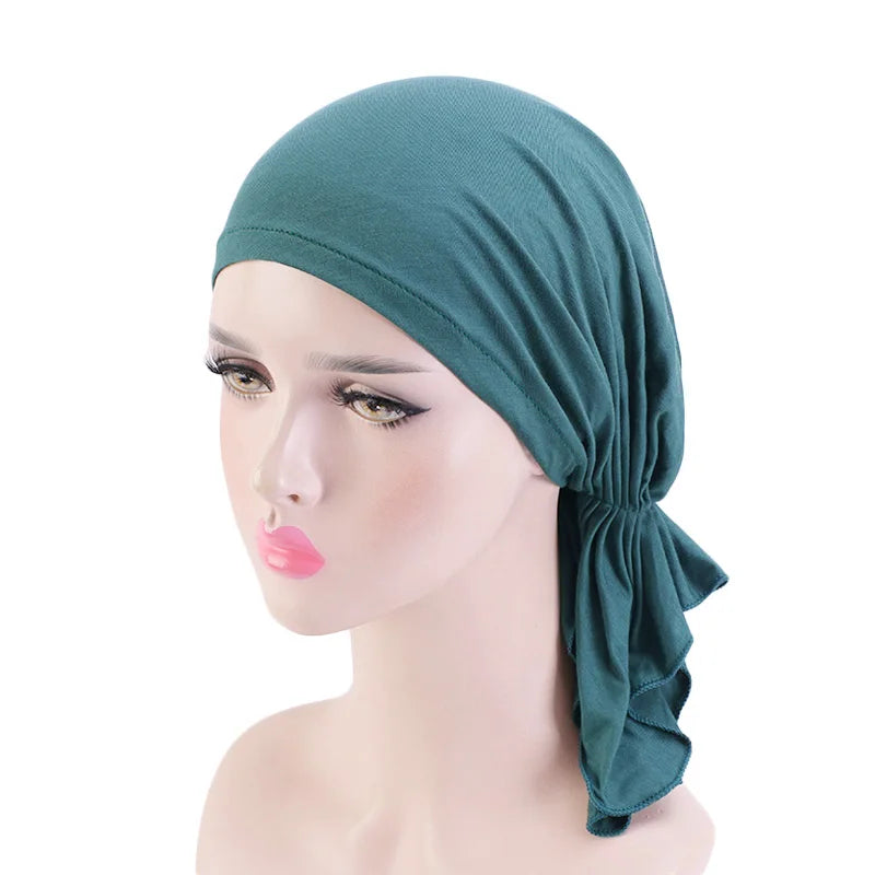 Muslimischer Bambus-Vorgebundener Schal, Chemo-Motorhaube, Kappen, Frauen, Turban-Mütze, Kopfbedeckung, Kopftuch, Wickel, Krebs-Bandanas, Haar-Accessoires
