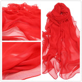 Foulard en soie georgette de couleur pure pour femme, foulard de voyage monochrome, châle de plage, vente en gros