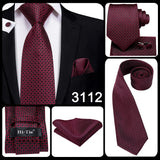 Hi-Tie Coffret cadeau cravate homme vin rouge bordeaux cachemire soie mariage cravate pour homme design tendance qualité mouchoir boutons de manchette livraison directe