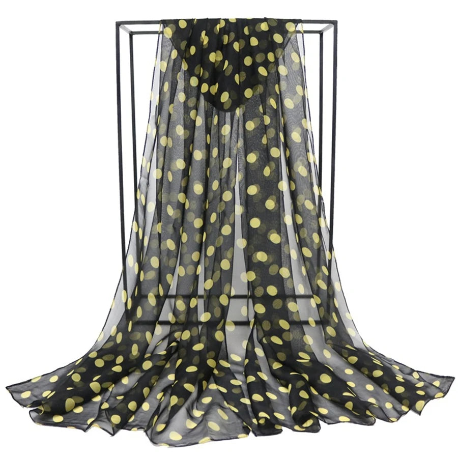 Speelk – Foulard en soie georgette à pois pour femme, flambant neuf, à la mode, longs châles d'extérieur, vente en gros