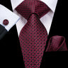 Hi-Tie Coffret cadeau cravate homme vin rouge bordeaux cachemire soie mariage cravate pour homme design tendance qualité mouchoir boutons de manchette livraison directe