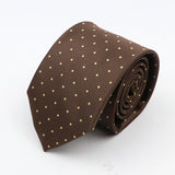 Nouvelle cravate classique à rayures et pois pour homme, jacquard, 7 cm, en polyester, étroite, slim, pour mariage, marié, affaires, costume, chemise, cadeau