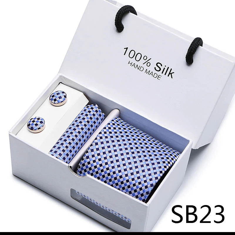 Cravates de marque 100 % soie, coffret cadeau, bureau, homme, classique, fête, mariage, rayées, 7,5 cm, soie, mariage, motif floral, cravate, mouchoir