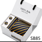Cravates de marque 100 % soie, coffret cadeau, bureau, homme, classique, fête, mariage, rayées, 7,5 cm, soie, mariage, motif floral, cravate, mouchoir