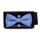 Ensemble de nœuds papillon solides de différentes tailles, haut et bas, nœud papillon uni pour homme, mouchoir, boutons de manchette, coffret cadeau pour hommes, cravates de mode de mariage
