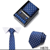 2023 New Style Wedding Gift Tie Pocket Squares Set Necktie Box Men Solid Black Suit Accessories Fit Wedding