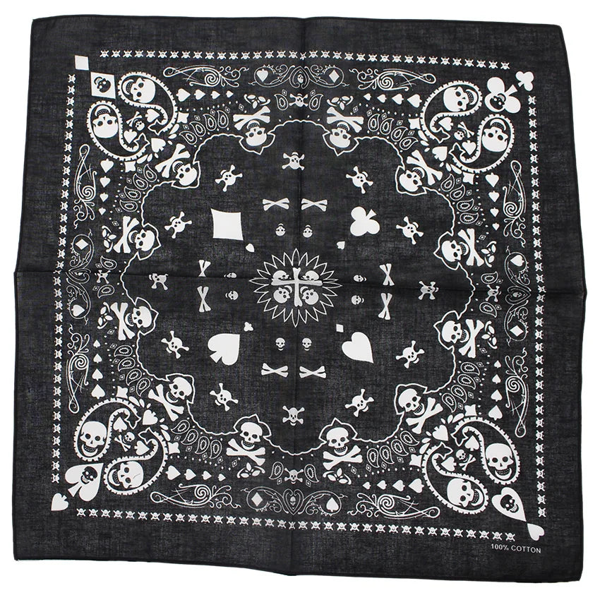 Foulard carré bandana tête de mort 100 % coton, foulard carré style hip-hop, sport, cachemire, vélo, foulard pour femme, pour le cou