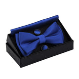 Ensemble de nœuds papillon solides de différentes tailles, haut et bas, nœud papillon uni pour homme, mouchoir, boutons de manchette, coffret cadeau pour hommes, cravates de mode de mariage