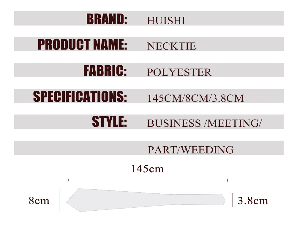 Cravate Huishi 8 cm à pois pour homme, slim, tendance, en polyester et microfibre, à carreaux, pour mariage