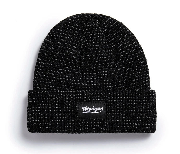 TOHUIYAN Reflective Knitted Hats Magical High Visibility Winter Warm Caps Women Men Bonnet Beanie Hat for Night Running Walking