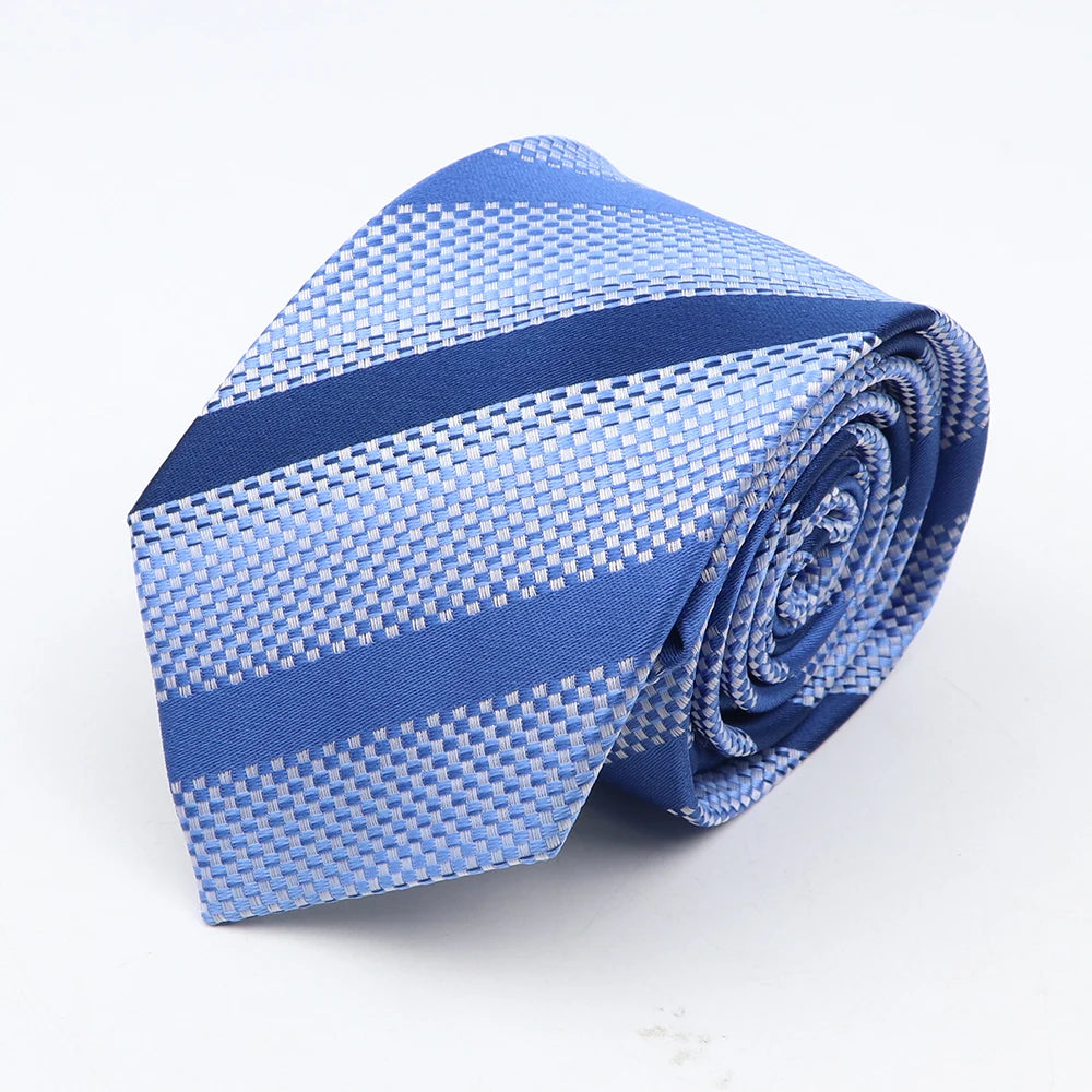 Nouvelle cravate classique à rayures et pois pour homme, jacquard, 7 cm, en polyester, étroite, slim, pour mariage, marié, affaires, costume, chemise, cadeau
