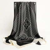 90X90CM Scarves Women Print Hair Neck Square Silk Scarf Office Ladies Shawl Bandana Handkerchief Headcloth Foulard Female Wraps