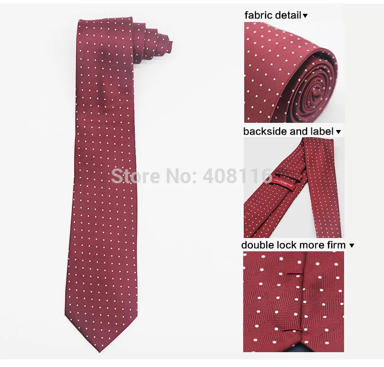 Cravate Huishi 8 cm à pois pour homme, slim, tendance, en polyester et microfibre, à carreaux, pour mariage