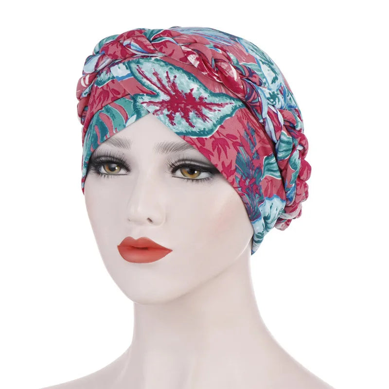 Foulard turban musulman en coton imprimé pour femmes, hijab intérieur islamique, foulards arabes pour la tête, femme musulmane turbante mujer