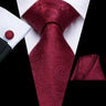 Hi-Tie Coffret cadeau cravate homme vin rouge bordeaux cachemire soie mariage cravate pour homme design tendance qualité mouchoir boutons de manchette livraison directe
