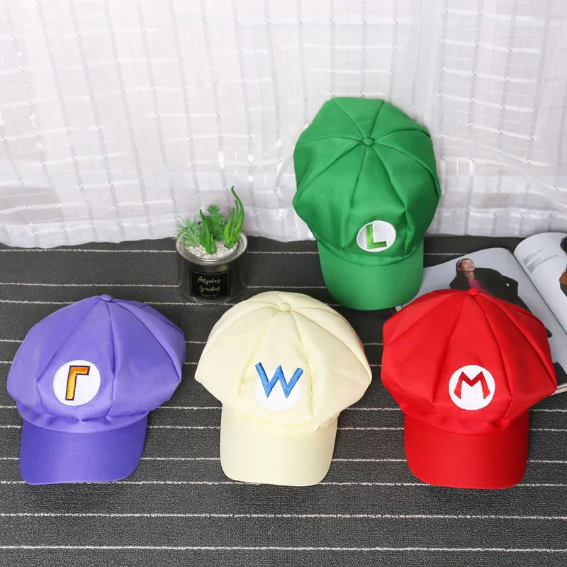 Anime Super Hat Casquette Luigi Bros Lettre Imprimé Cosplay Dessin Animé Baseball Costume pour Adulte Chapeaux Waluigi Wario Odyssey Cappy 3D Chapeau