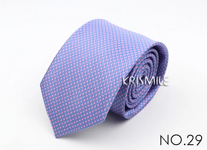 Nouvelle cravate classique à rayures et pois pour homme, jacquard, 7 cm, en polyester, étroite, slim, pour mariage, marié, affaires, costume, chemise, cadeau