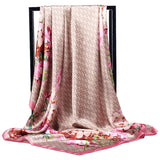 Foulard en soie de luxe pour femme, foulard d'été carré en satin, hijab de marque, 90 x 90 cm, foulard en soie musulman