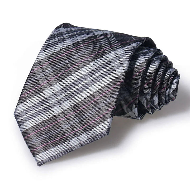 Cravate Huishi 8 cm à pois pour homme, slim, tendance, en polyester et microfibre, à carreaux, pour mariage