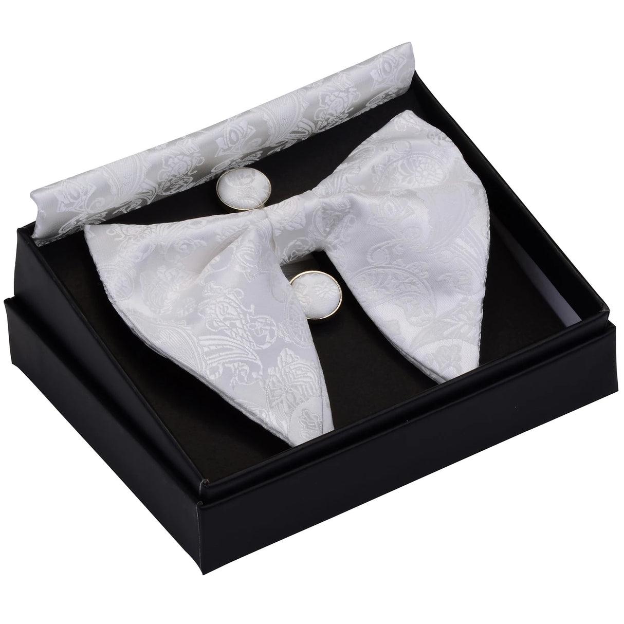 GUSLESON Ensemble de boutons de manchette et pochette pour homme, motif cachemire, bleu, rouge et jaune, avec boîte cadeau, cravate de mariage en soie pour homme