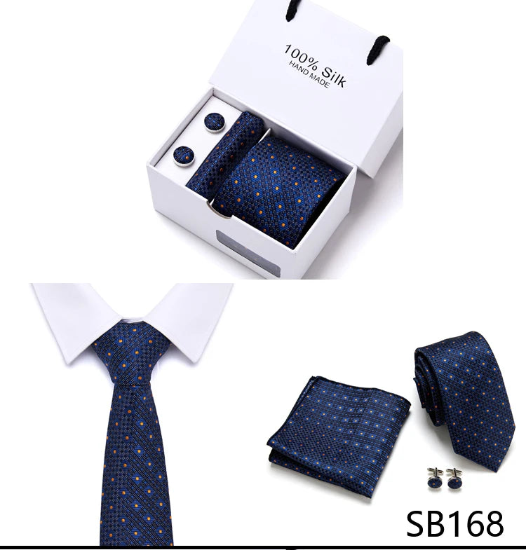 Cravates de marque 100 % soie, coffret cadeau, bureau, homme, classique, fête, mariage, rayées, 7,5 cm, soie, mariage, motif floral, cravate, mouchoir