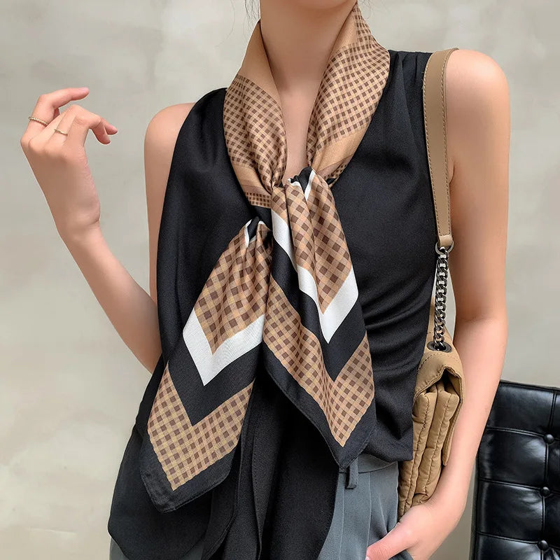 Pañuelo cuadrado de seda para mujer, 90 x 90 cm, banda para el pelo, pañuelo suave de diseñador, hijab
