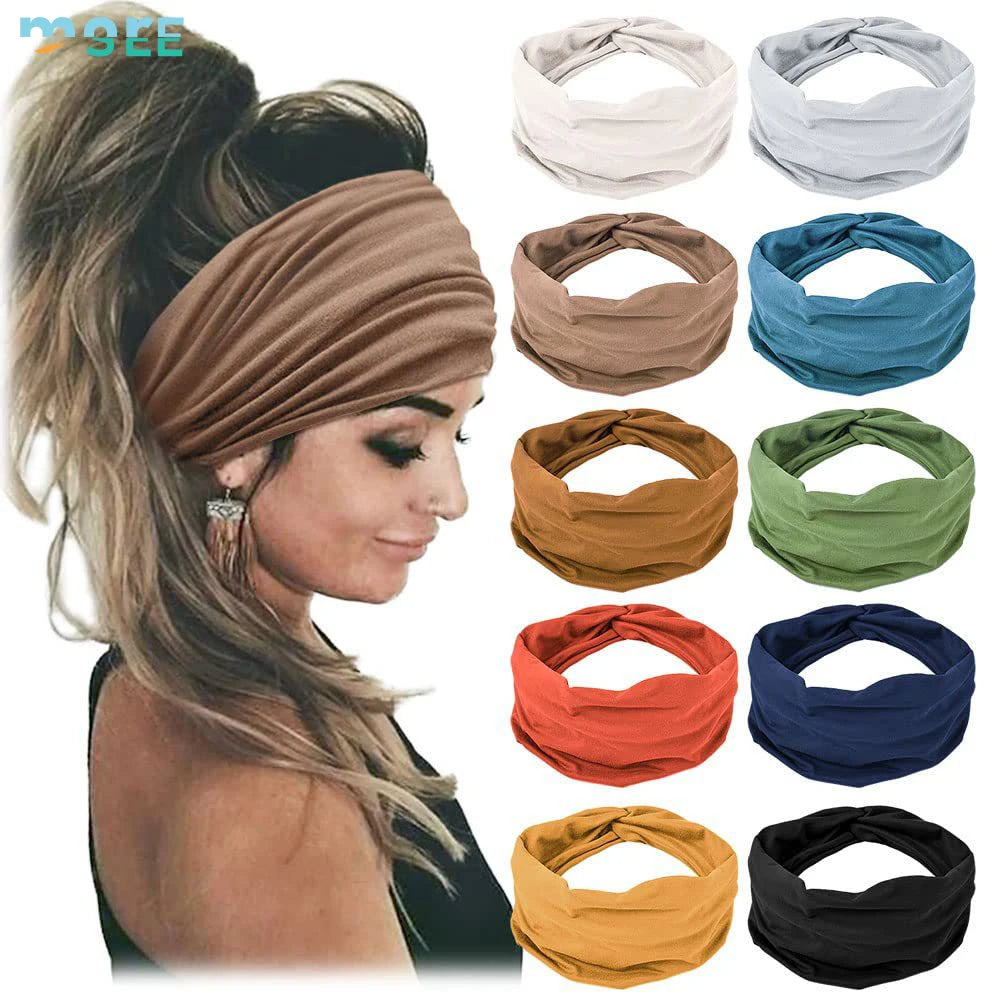 SeeMore Customizable 10 PCS Extra Wide Turban African Style Hair Wrap Head Bands for Women Sports & Entertainment