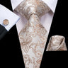 Hi-Tie Cravate de mariage en soie à motif floral, couleur champagne ivoire massif, pour homme, de qualité, avec boutons de manchette, tendance, pour entreprise, livraison directe