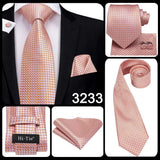 Hi-Tie 100% soie classique pour homme, cravate de mariage corail rose rouge pêche, pochette carrée, boutons de manchette, ensemble de cravates roses pour hommes, cravates cachemire unies