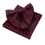 GUSLESON Ensemble de boutons de manchette et pochette pour homme, motif cachemire, bleu, rouge et jaune, avec boîte cadeau, cravate de mariage en soie pour homme