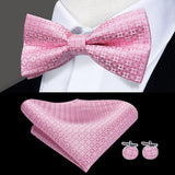 Hi-Tie Nœuds papillon verts de Noël pour hommes Cravate papillon en soie Ensemble de boutons de manchette et mouchoirs pour fête de mariage Nœud papillon uni à carreaux cachemire