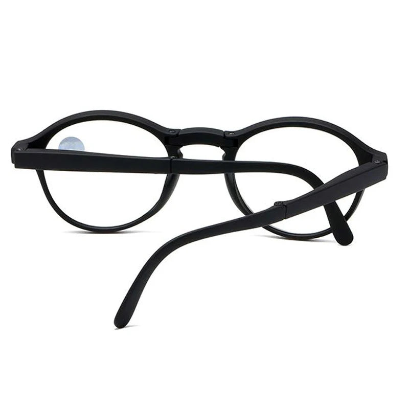 Fashion Design Blue Light Blocking Reading Glasses Men Women Folding Round Frame  Presbyopic Eyeglasses with Case  +1.0~4.0