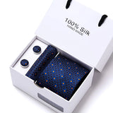Cravates de marque 100 % soie, coffret cadeau, bureau, homme, classique, fête, mariage, rayées, 7,5 cm, soie, mariage, motif floral, cravate, mouchoir