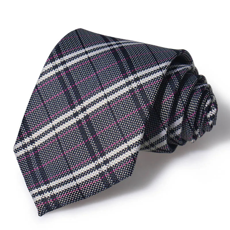 Cravate Huishi 8 cm à pois pour homme, slim, tendance, en polyester et microfibre, à carreaux, pour mariage