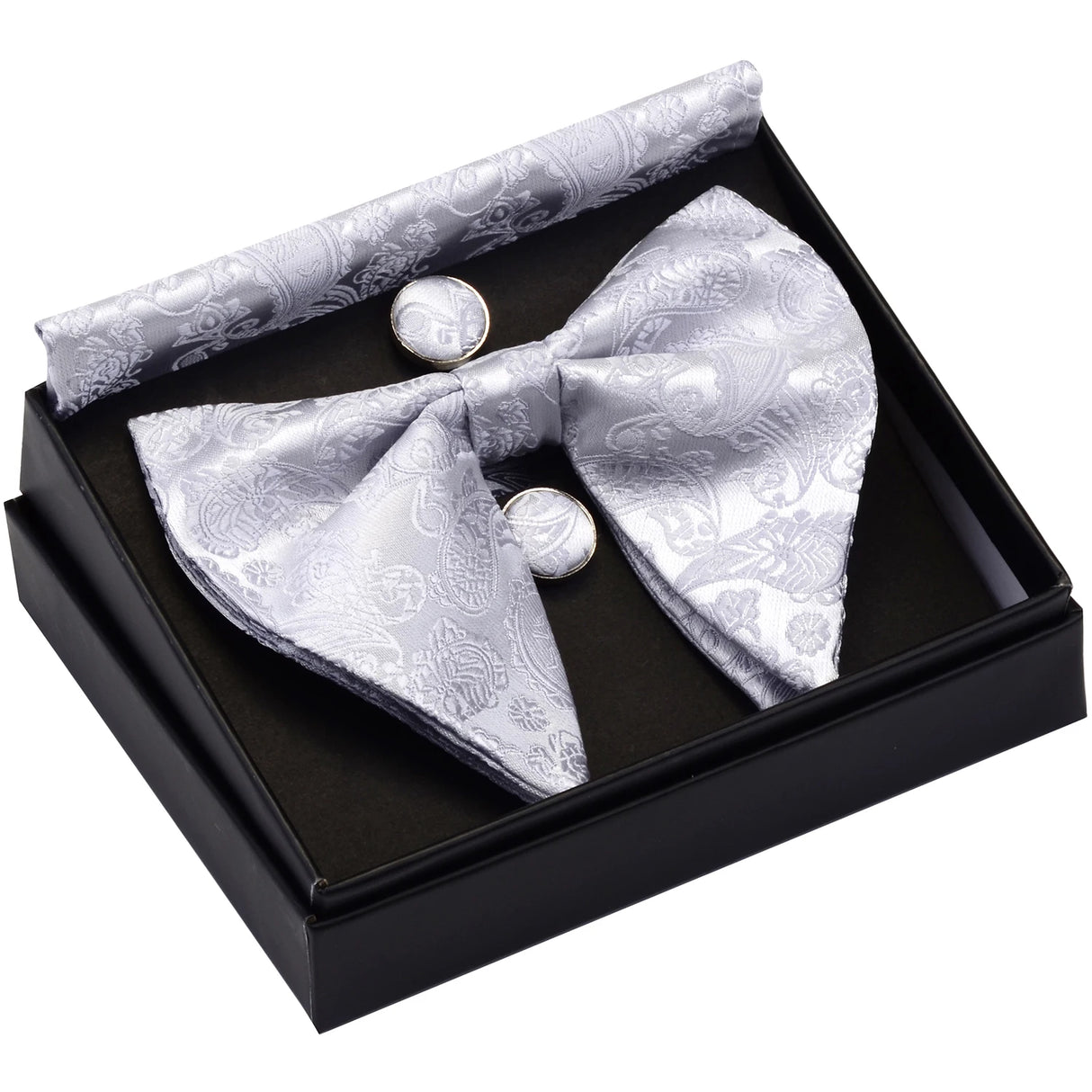 GUSLESON Ensemble de boutons de manchette et pochette pour homme, motif cachemire, bleu, rouge et jaune, avec boîte cadeau, cravate de mariage en soie pour homme