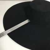 Fedora Hats For Women Autumn Winter High Top Jazz Black 100% Wool Top Hat Flat Top Big Wide Brim Cap Female Windproof New 2021