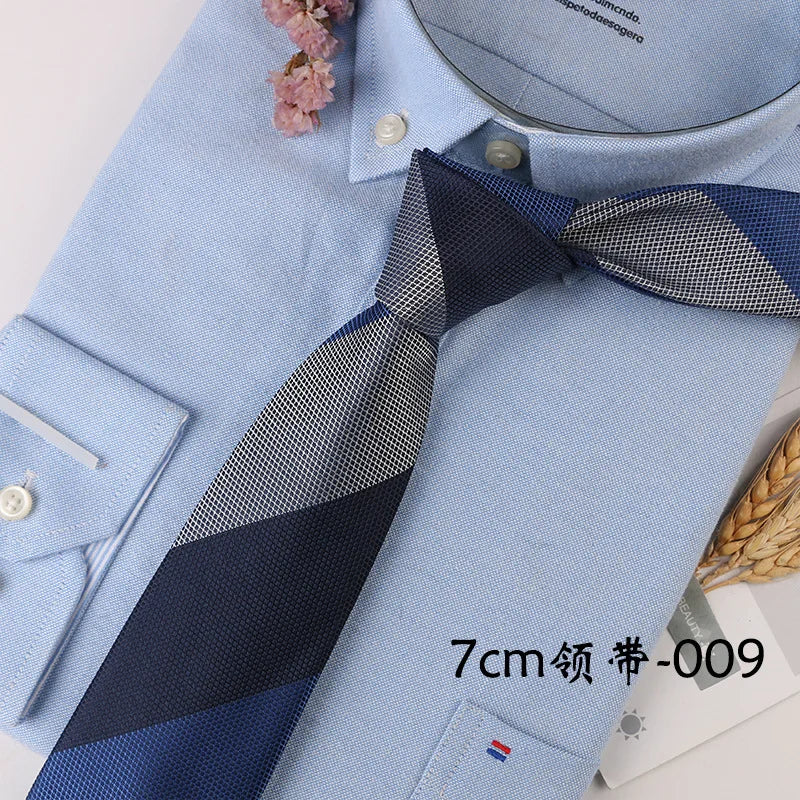 Corbata Hombre corbata 7cm cravates pour hommes de luxe rayures bleues cravate affaires Corbatas Para Hombre Mariage cadeau chemise accessoires