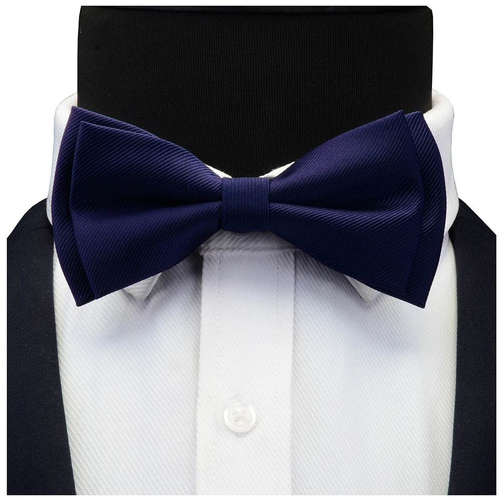 Ensemble de nœuds papillon solides de différentes tailles, haut et bas, nœud papillon uni pour homme, mouchoir, boutons de manchette, coffret cadeau pour hommes, cravates de mode de mariage