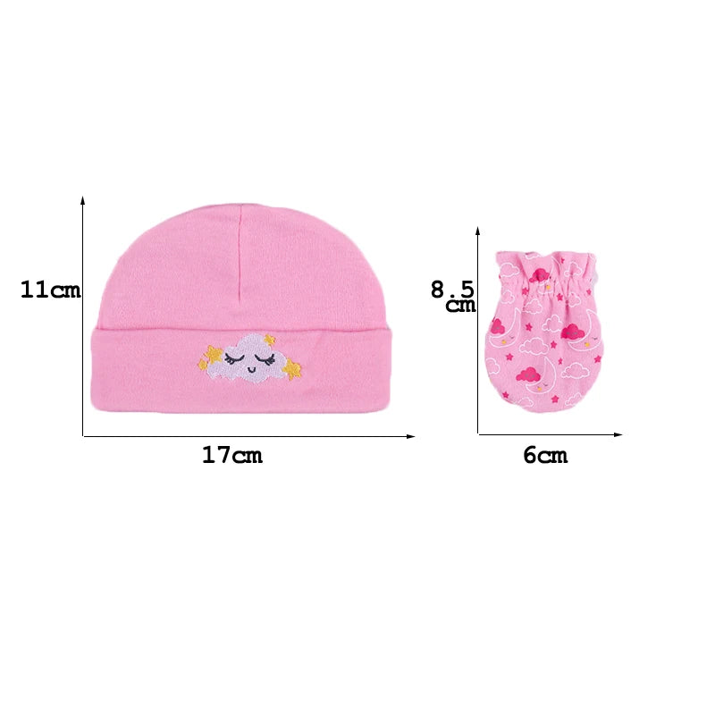 New Born Baby Boy Hats 3/5Pieces Cotton Baby Girls Hats Cartoon 0-6Months Unisex Soft Solid Color Infant Accessories