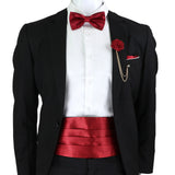 New Fashion Mens Cummerbund Bow Tie Brooch Set Black Red Blue   Waist Seal For Formal Tuxedo Business Suit Dinner Accessories