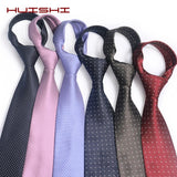 Cravate Huishi 8 cm à pois pour homme, slim, tendance, en polyester et microfibre, à carreaux, pour mariage