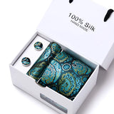 Cravates de marque 100 % soie, coffret cadeau, bureau, homme, classique, fête, mariage, rayées, 7,5 cm, soie, mariage, motif floral, cravate, mouchoir