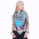 LESIDA Foulard en soie pure pour femme, grand châle, imprimé arbre, carré, bandana, 130 x 130 cm, 1303