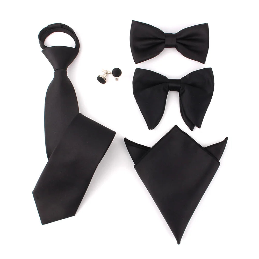 Cravates fines solides pour garçons et filles, uniformes scolaires, cravate noire réglable pour hommes et femmes, cravate de mariage pour marié, nœud papillon